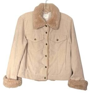 Everly Corduroy Jacket faux fur collar Size Small gorpcore cabincore